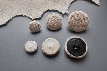 the process of creating linen buttons at home