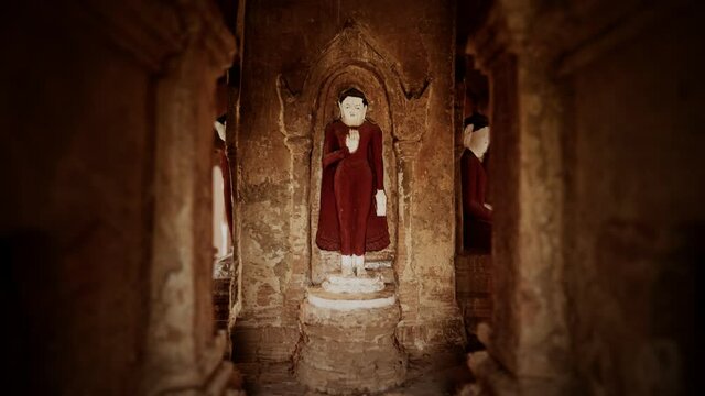 Interior of the ancient temples in Bagan eim ya kyaung Myanmar