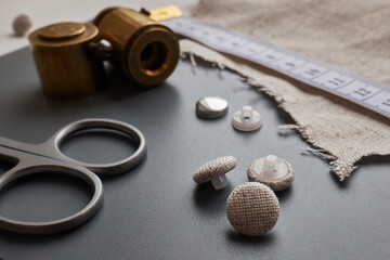 the process of creating linen buttons at home