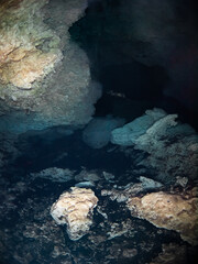Stalactite underwater cave (Cenote Tajma Ha, Playa del Carmen, Quintana Roo, Mexico)