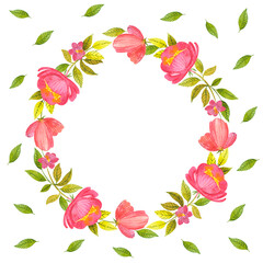 Watercolor wreath of wildflowers. Perfect for your spring designs, greeting cards and more.
