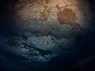 Stalactite underwater cave (Cenote Ponderosa, Playa del Carmen, Quintana Roo, Mexico)