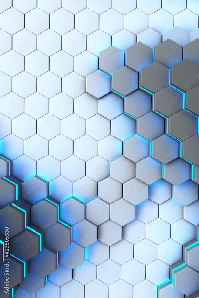 Poster 3s abstract technological hexagonal background. illustration of abstract texture with squares. verti