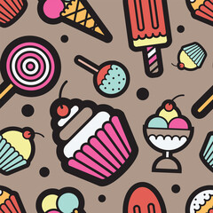 Seamless pattern with sweets and candies
