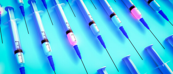 syringes with vaccination doses to protect against viruses (3d rendering)