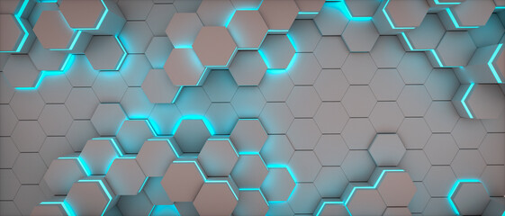 futuristic honeycomb background (3d rendering)