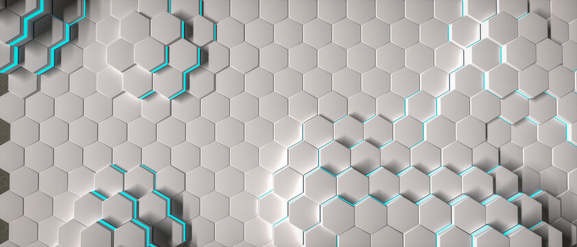futuristic honeycomb background (3d rendering)