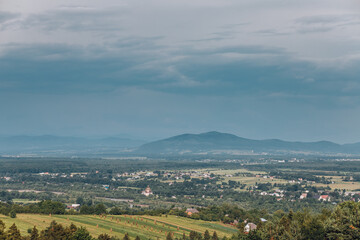 Fototapeta na wymiar Carpathian mountains, summer, clouds, rain