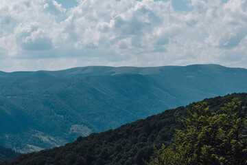 Fototapeta na wymiar Carpathian mountains, summer, clouds, rain