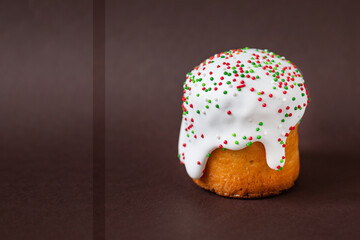 Easter holiday baking cake and colorful easter eggs season trend  healthy food drink fresh meal top view copy space food background rustic