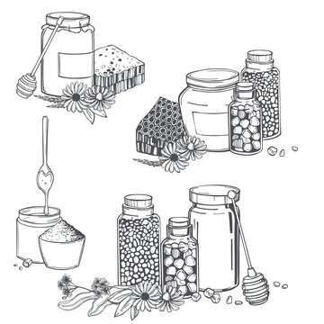 Beekeeping set. Vector illustration.
