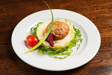 mashed potato and cutlet