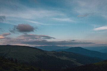 Obraz premium Carpathian mountains, summer, clouds, rain