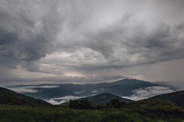 Carpathian mountains, summer, clouds, rain