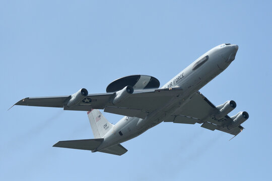 Tokyo, Japan - October 06, 2018: United States Air Force Boeing E-3C Sentry AEW&C (Airborne early warning and control) aircraft.