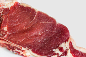 Fresh raw beef meat on white background. Healthy protein source