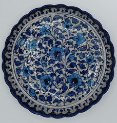 Beautiful Blue Color Kitchen Crockery Dish for Meal Fruits Artistic Design Handmade Pakistan Asia