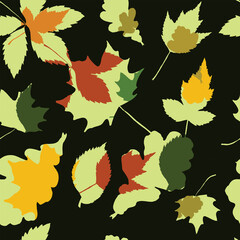 Colored seamless pattern of autumn leaves. Autumn leaves. Textile pattern.