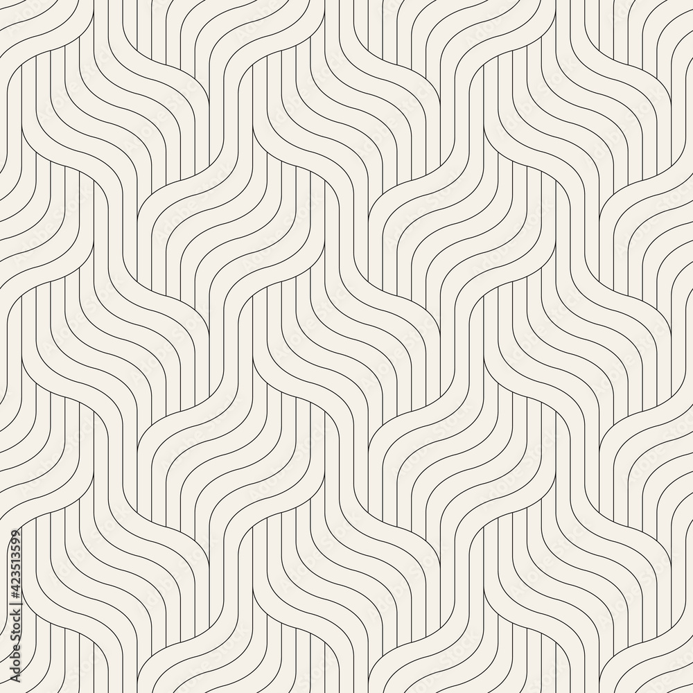 Wall mural seamless pattern with geometric waves. endless stylish texture. ripple bold monochrome background. l
