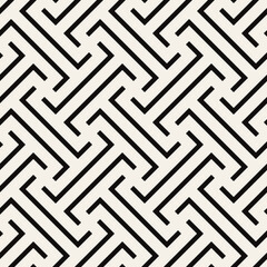 Vector seamless pattern. Modern stylish texture. Geometric ornament with bold weaved elements.. Monochrome striped grid.