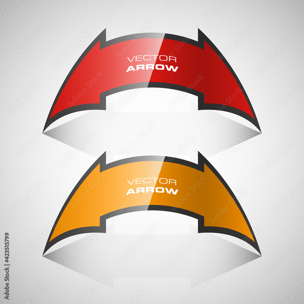 Poster Vector Arrow banners set. Direct shape. 3d Abstract Background. Business infographic presentation diagram. Section compare service. Up and down trend. Paper index. Exact pointer