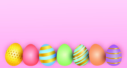 Fototapeta na wymiar Happy Easter background vector illustration. Golden Easter eggs vector.