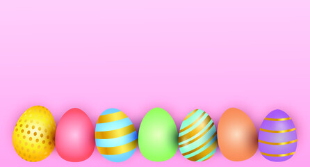 Happy Easter background vector illustration. Golden Easter eggs vector.