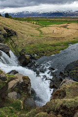 Naklejka na ściany i meble Icelandic landscape with waterfall