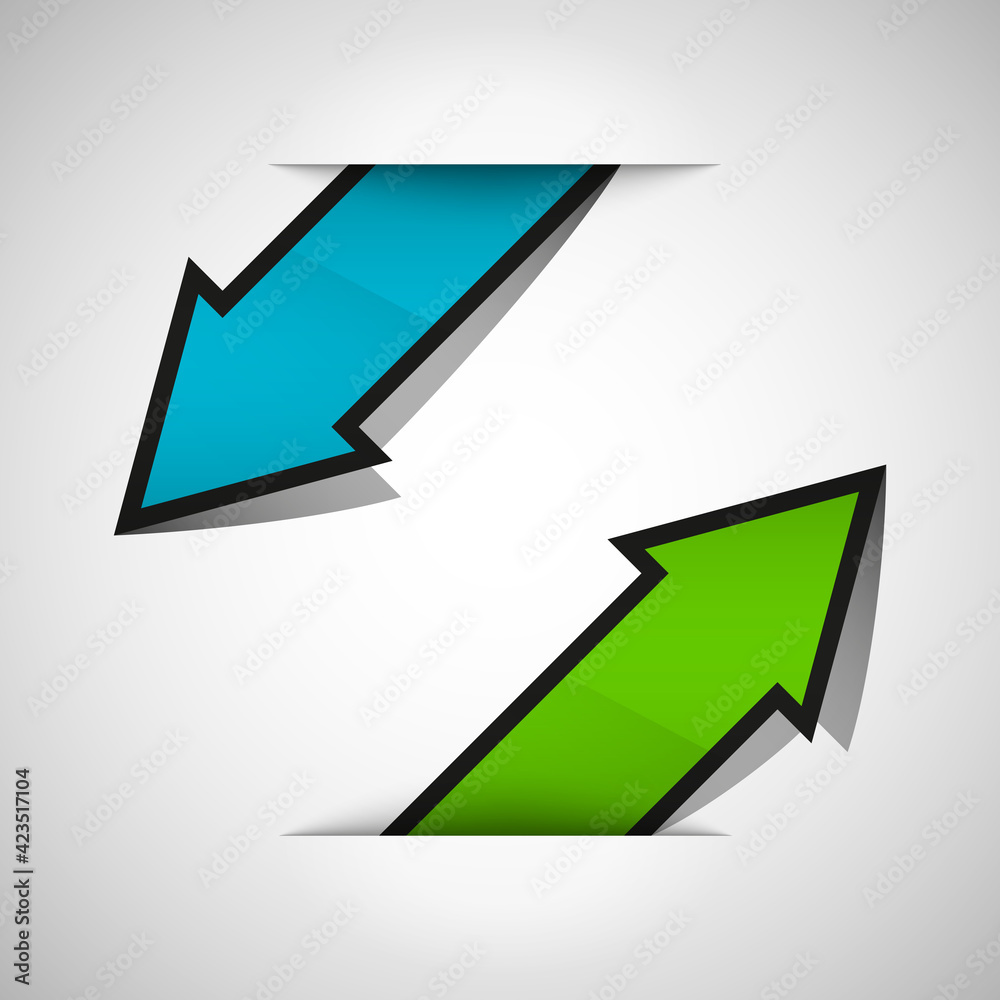 Poster Arrow banners set. Direct shape. 3d Abstract Background. Business infographic presentation diagram. Section compare service. Up and down trend. Paper index. Exact pointer