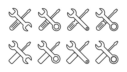 Repair tools icon set. tool icon vector. setting icon vector. Wrench and screwdriver. support, Service