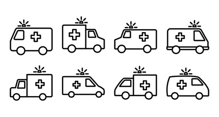 Ambulance icon set. ambulance truck icon vector. ambulance car
