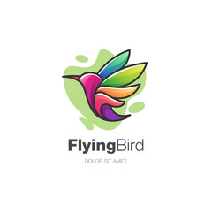 Abstract colorful flying bird logo