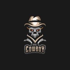 Skull hat cowboy logo
