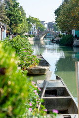 Fototapeta na wymiar Little channel in water town Zhujiajiao