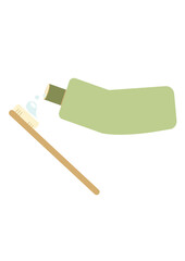 Oral cavity care. Oral hygiene. Toothpaste and bamboo toothbrush.Vector illustration. Isolated