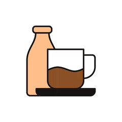 coffee and milk Bottle icon  in color icon, isolated on white background 