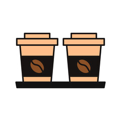 Coffee cups icon in color icon, isolated on white background 