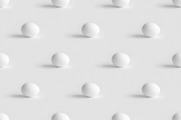 White easter eggs seamless pattern on white background. Happy easter minimal food concept
