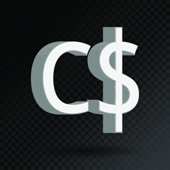 Currency symbol: Canadian Dollar. 3D currency icon vector. Eps10 vector illustration.