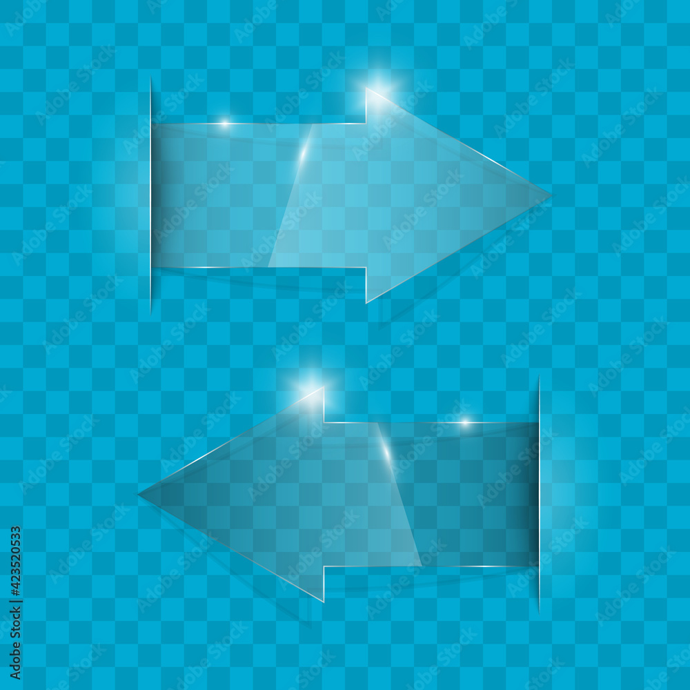 Poster Transparent arrow banners set. Direct glassy shape. Abstract arrows Background. Business infographic presentation diagram. Section compare service. down arrow trend. Paper index. Exact pointer