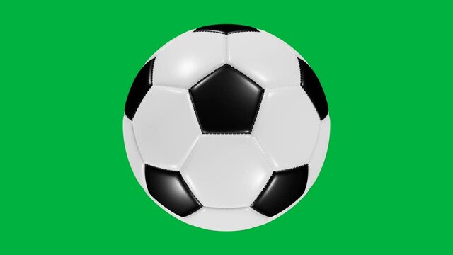 Vertical video, Football rotating seamless loop on freen screen background.3D Render