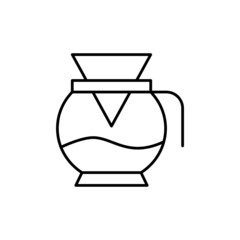 coffee drip glass icon in flat black line style, isolated on white 