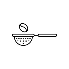 Coffee filter sieve icon in flat black line style, isolated on white 