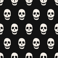 Scull Pattern. Black Background And Sculls Pattern. Vector.