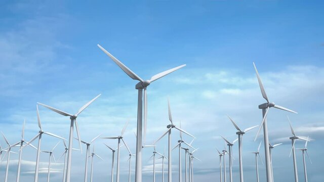 Windmill Farm - Looping - With Alpha Channel and Zdepth. You can change the background using Alpha Channel and create any bokeh or atmospheric effect using the Z-depth channel.