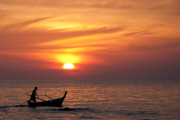 boat at sunset