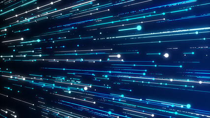 Perspective View Blue Shine Dotted Lines Abstract Digital Technology Data Transmission Background Illustration