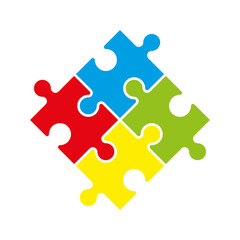 Fototapeta premium Simple puzzle four piece business presentation. Circle puzzle outline infograph. 4 Step contour process diagram. Section line compare puzzle banner.