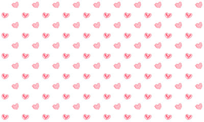 Red hand drawn hearts pattern on a bright white background good for any kind of packaging
