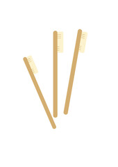Bamboo toothbrushes. No plastic. Reusable brush. Wooden brushes. Vector illustration .Isolated.